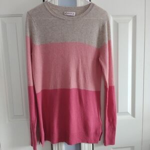 Nanette Lepore 100 2-ply Cashmere Color Block Crew Neck Sweater XL